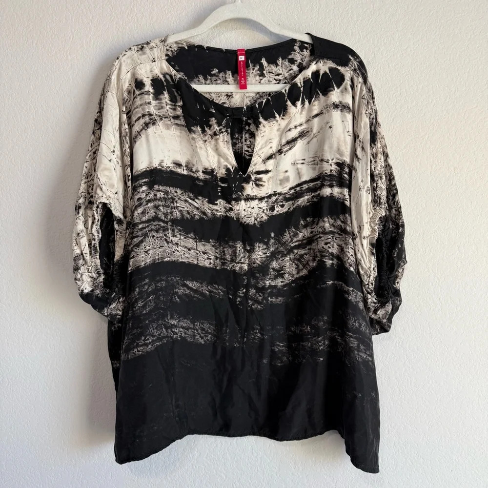 IC Collection Women’s Top XL Oversize Art to Wear Cutout Lagenlook Lightweight